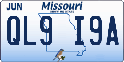 MO license plate QL9I9A