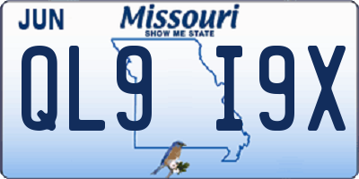 MO license plate QL9I9X