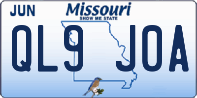 MO license plate QL9J0A