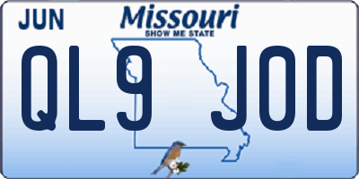 MO license plate QL9J0D