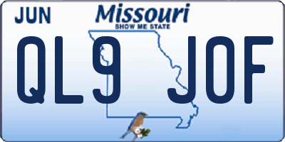 MO license plate QL9J0F