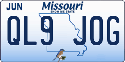 MO license plate QL9J0G