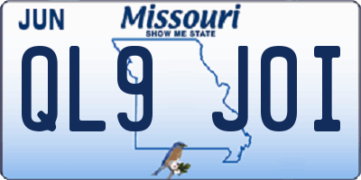 MO license plate QL9J0I