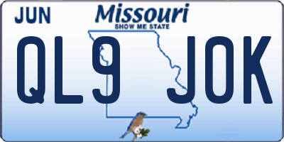 MO license plate QL9J0K