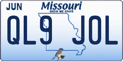 MO license plate QL9J0L