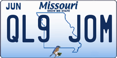 MO license plate QL9J0M