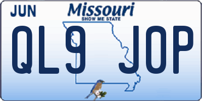 MO license plate QL9J0P