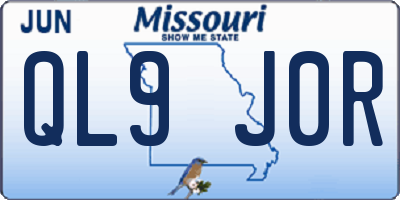 MO license plate QL9J0R