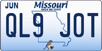 MO license plate QL9J0T