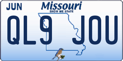 MO license plate QL9J0U