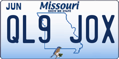 MO license plate QL9J0X