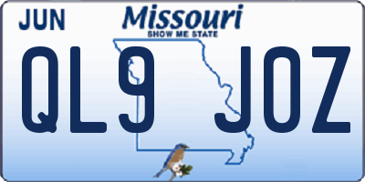 MO license plate QL9J0Z