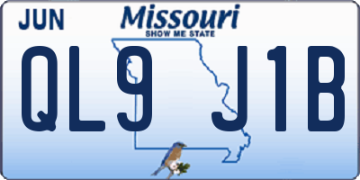 MO license plate QL9J1B