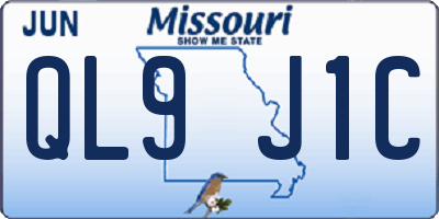 MO license plate QL9J1C