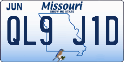 MO license plate QL9J1D
