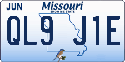 MO license plate QL9J1E