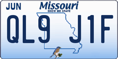 MO license plate QL9J1F