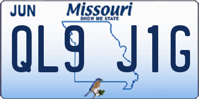 MO license plate QL9J1G