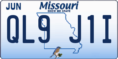 MO license plate QL9J1I
