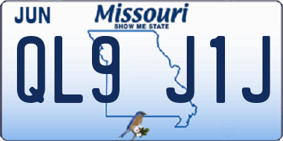 MO license plate QL9J1J