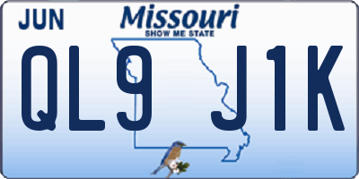 MO license plate QL9J1K