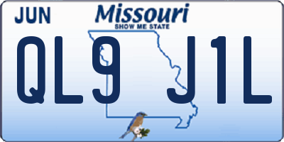 MO license plate QL9J1L