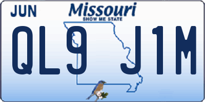 MO license plate QL9J1M
