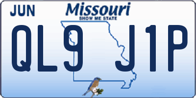 MO license plate QL9J1P