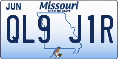 MO license plate QL9J1R