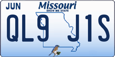 MO license plate QL9J1S