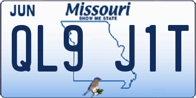 MO license plate QL9J1T