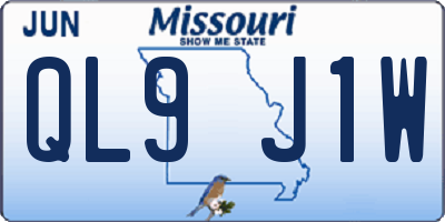 MO license plate QL9J1W