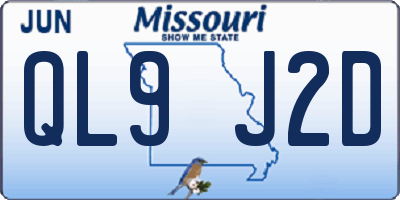 MO license plate QL9J2D