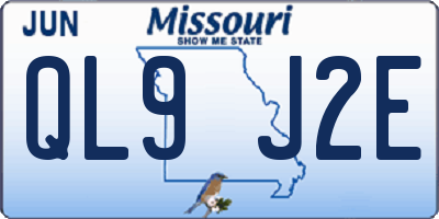 MO license plate QL9J2E
