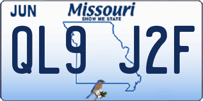 MO license plate QL9J2F