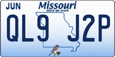 MO license plate QL9J2P