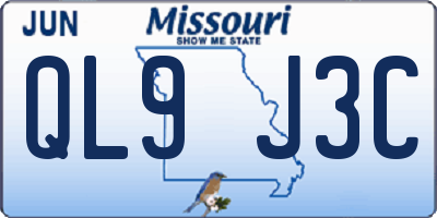 MO license plate QL9J3C