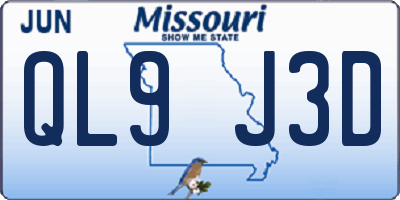 MO license plate QL9J3D