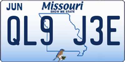 MO license plate QL9J3E