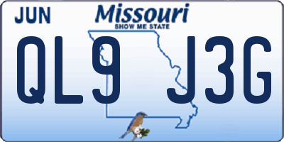 MO license plate QL9J3G