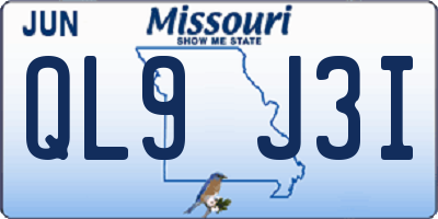 MO license plate QL9J3I