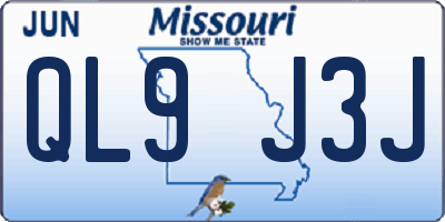 MO license plate QL9J3J