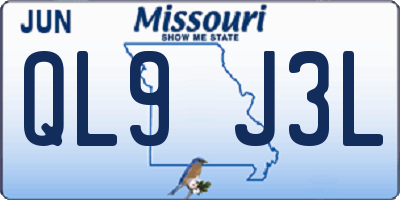 MO license plate QL9J3L