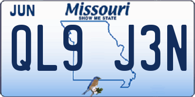 MO license plate QL9J3N
