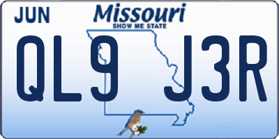 MO license plate QL9J3R
