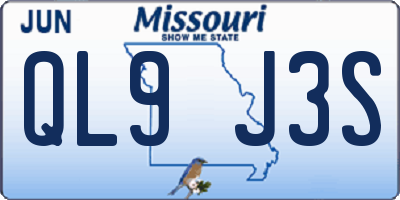 MO license plate QL9J3S