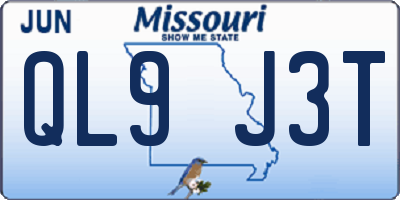MO license plate QL9J3T