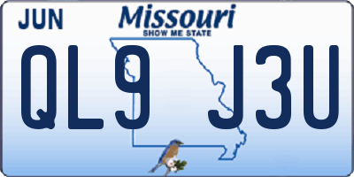 MO license plate QL9J3U