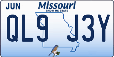 MO license plate QL9J3Y