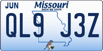 MO license plate QL9J3Z